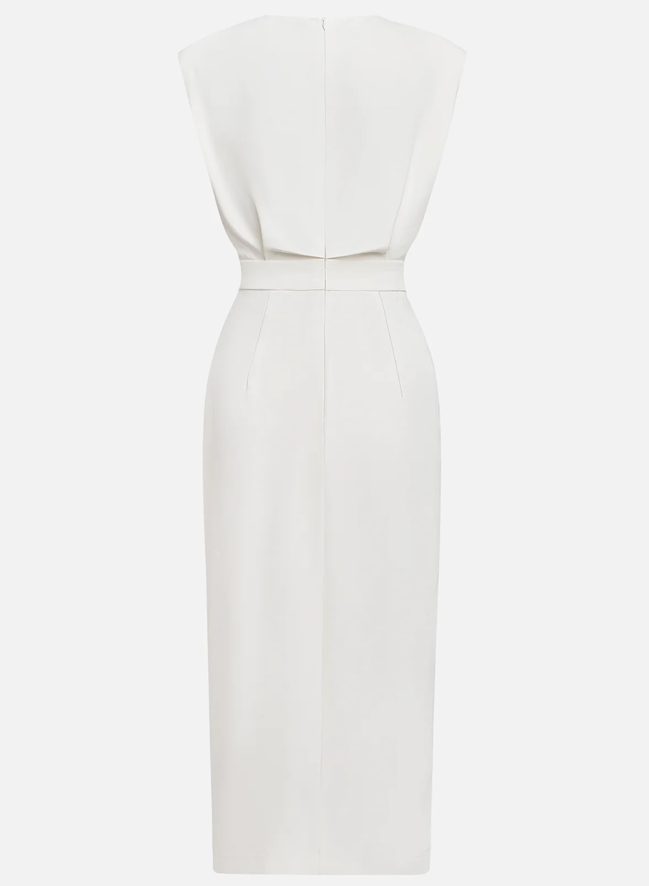 Isabella™ | Fitted Midi Dress with Gold Buttons
