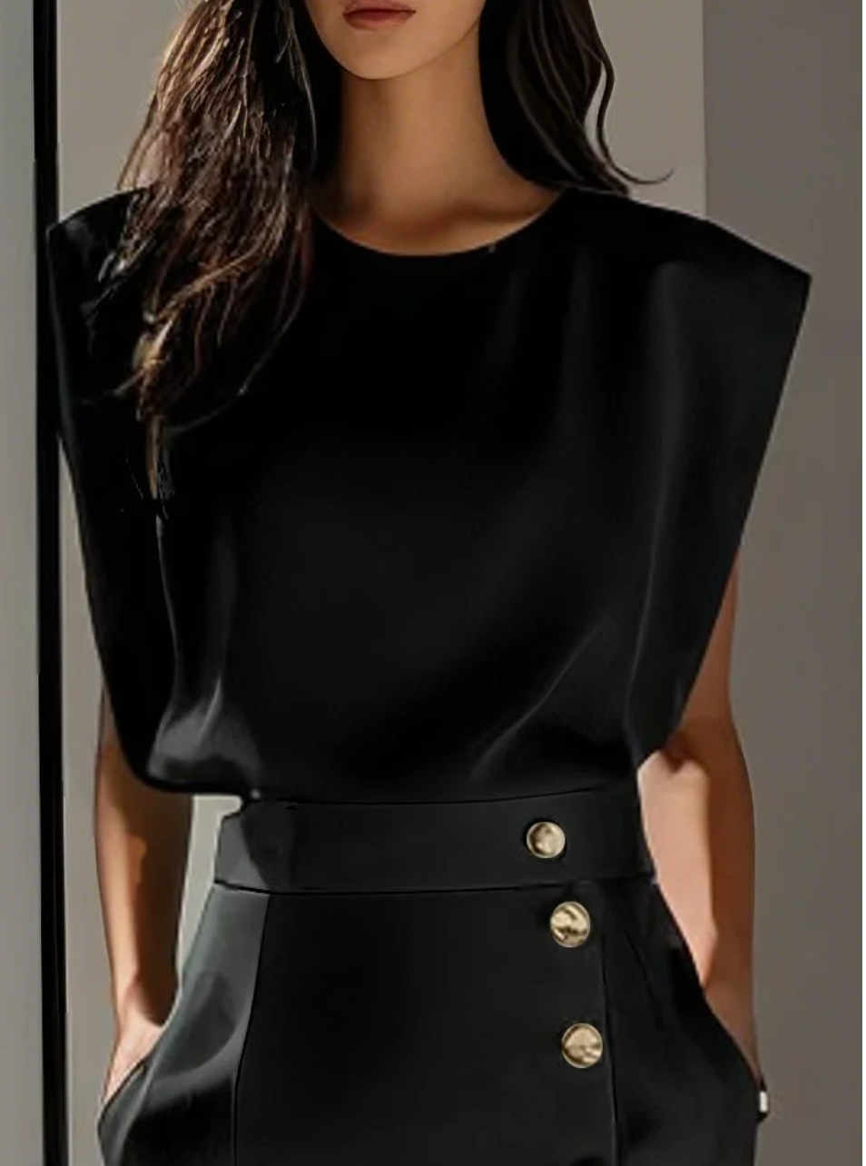 Isabella™ | Fitted Midi Dress with Gold Buttons