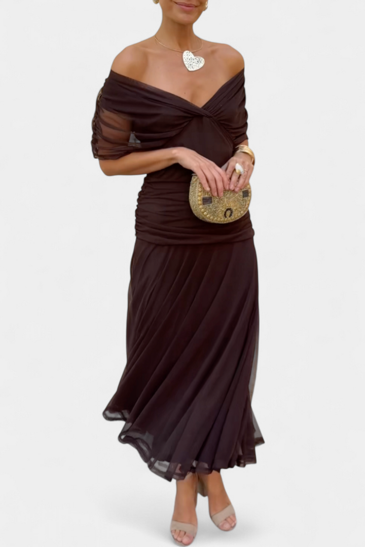 Veronica™ | Long Dress with Enchanted Floral Print and V-Neck