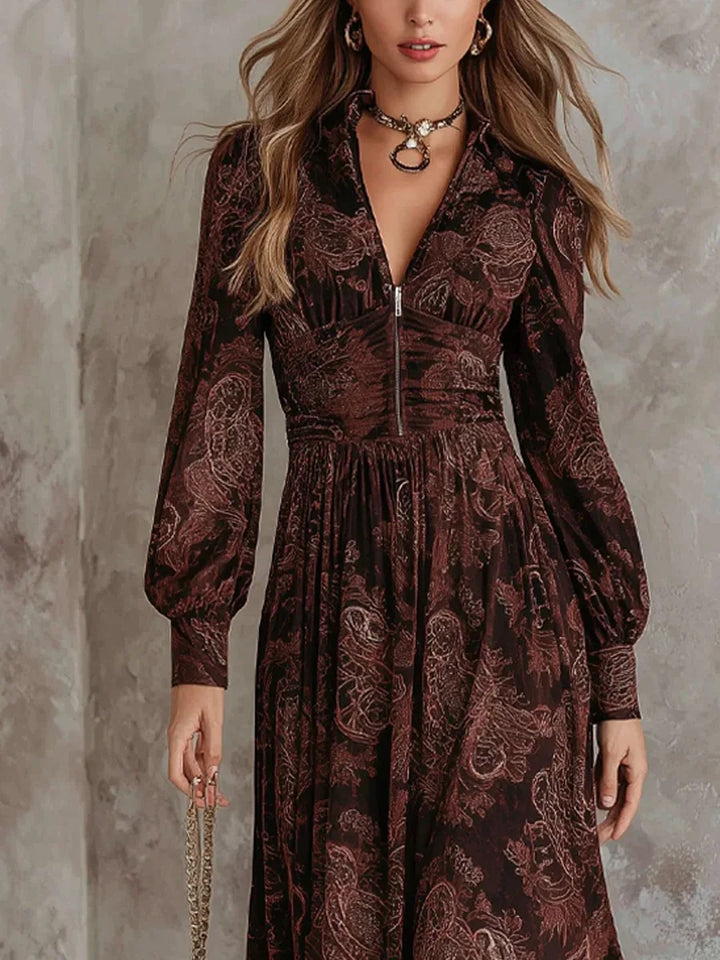 Sabrina™ | Long Dress with Elegant Vintage Print