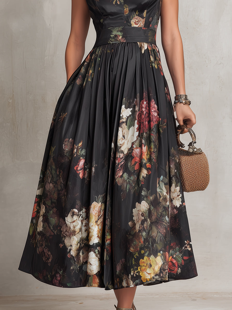 Muriel™ | Flowing Floral Print Midi Dress