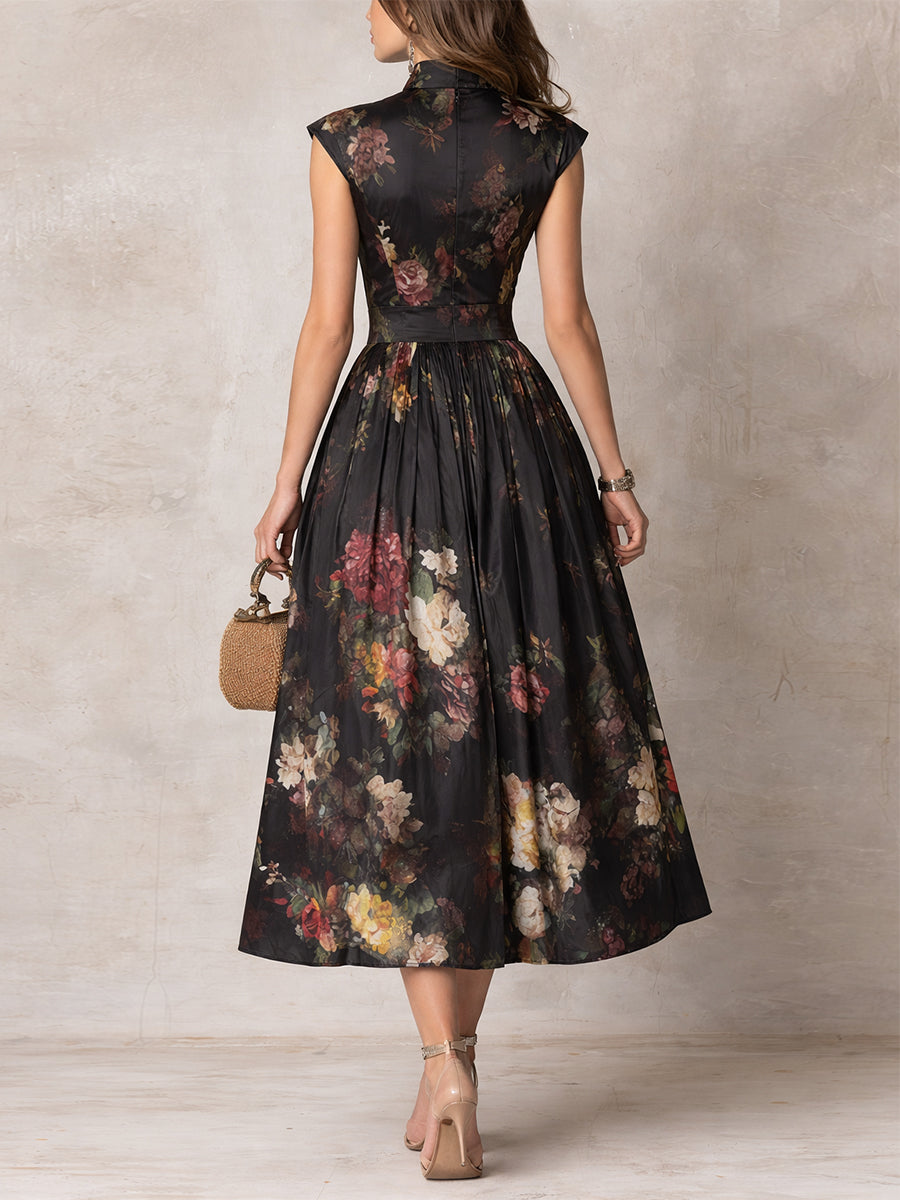 Muriel™ | Flowing Floral Print Midi Dress
