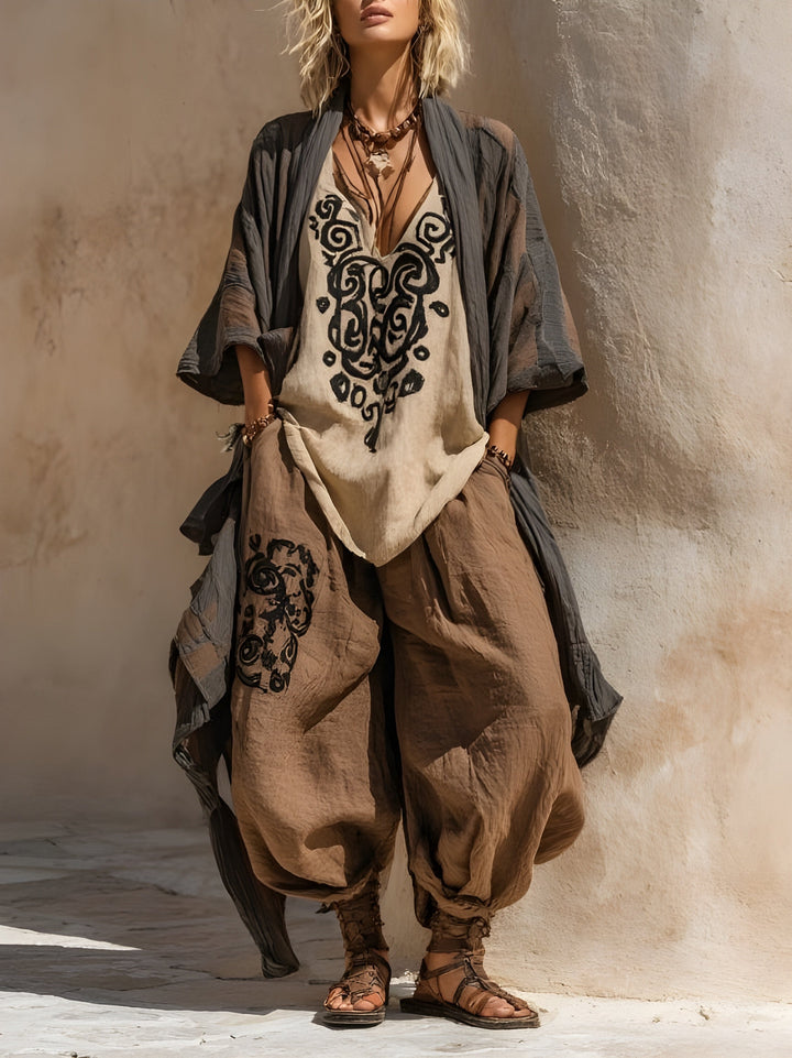 Tracy™ | Flowing Boho Co-ord Set with Artistic Print