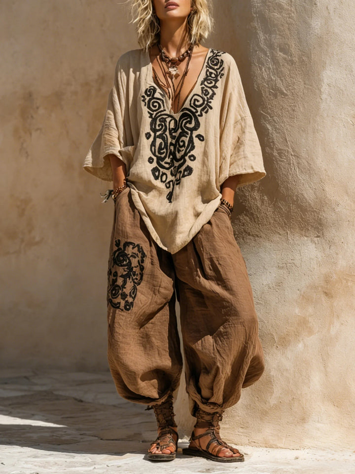 Tracy™ | Flowing Boho Co-ord Set with Artistic Print