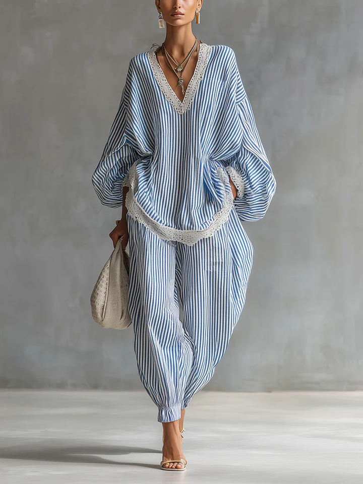 Betty™ | Flowing Two-Piece Co-ord Set with Elegant Stripes