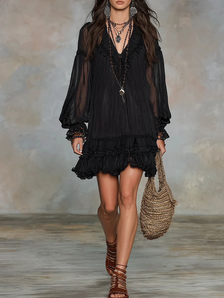 Lily™ | Flowing Bohemian Dress with Ruffles