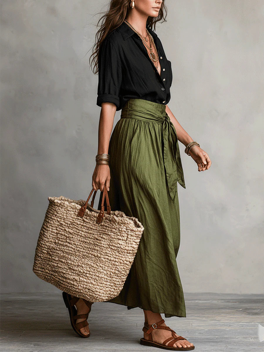 Rosie™ | Elegant Flowing Co-ord Set with Long Skirt and Light Top