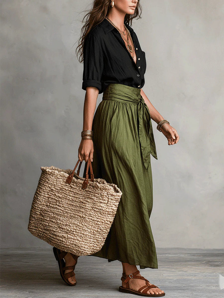 Rosie™ | Elegant Flowing Co-ord Set with Long Skirt and Light Top