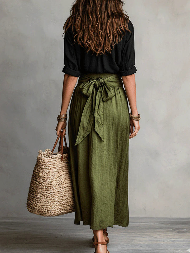 Rosie™ | Elegant Flowing Co-ord Set with Long Skirt and Light Top