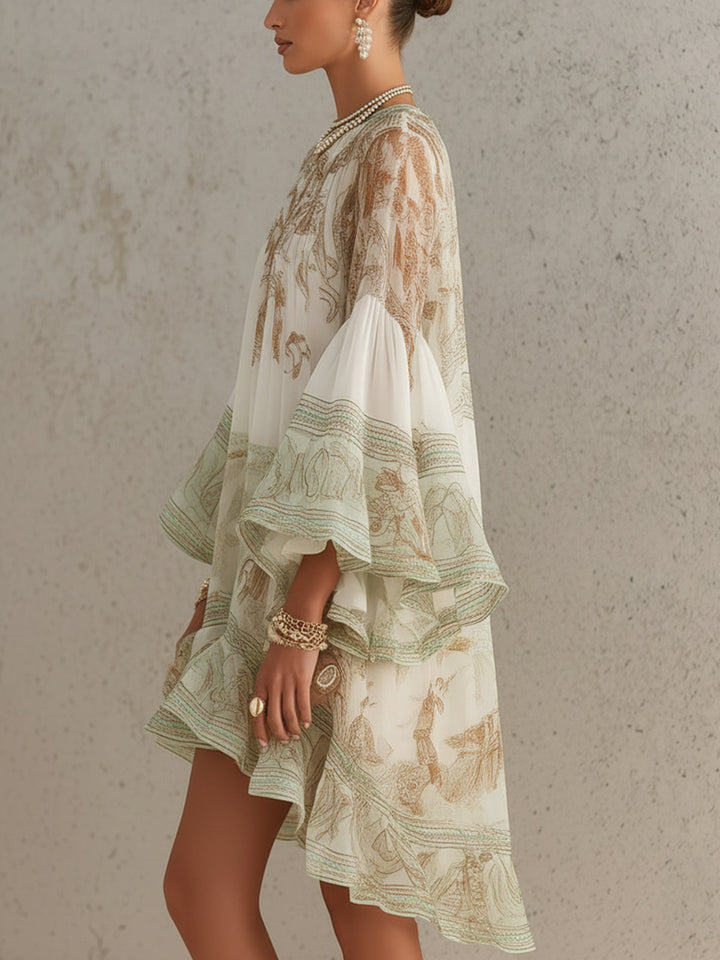 Ella™ | Elegant Printed Flowing Dress with Wide Sleeves
