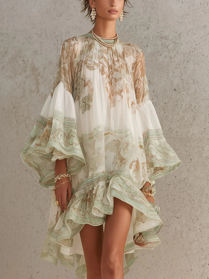 Ella™ | Elegant Printed Flowing Dress with Wide Sleeves