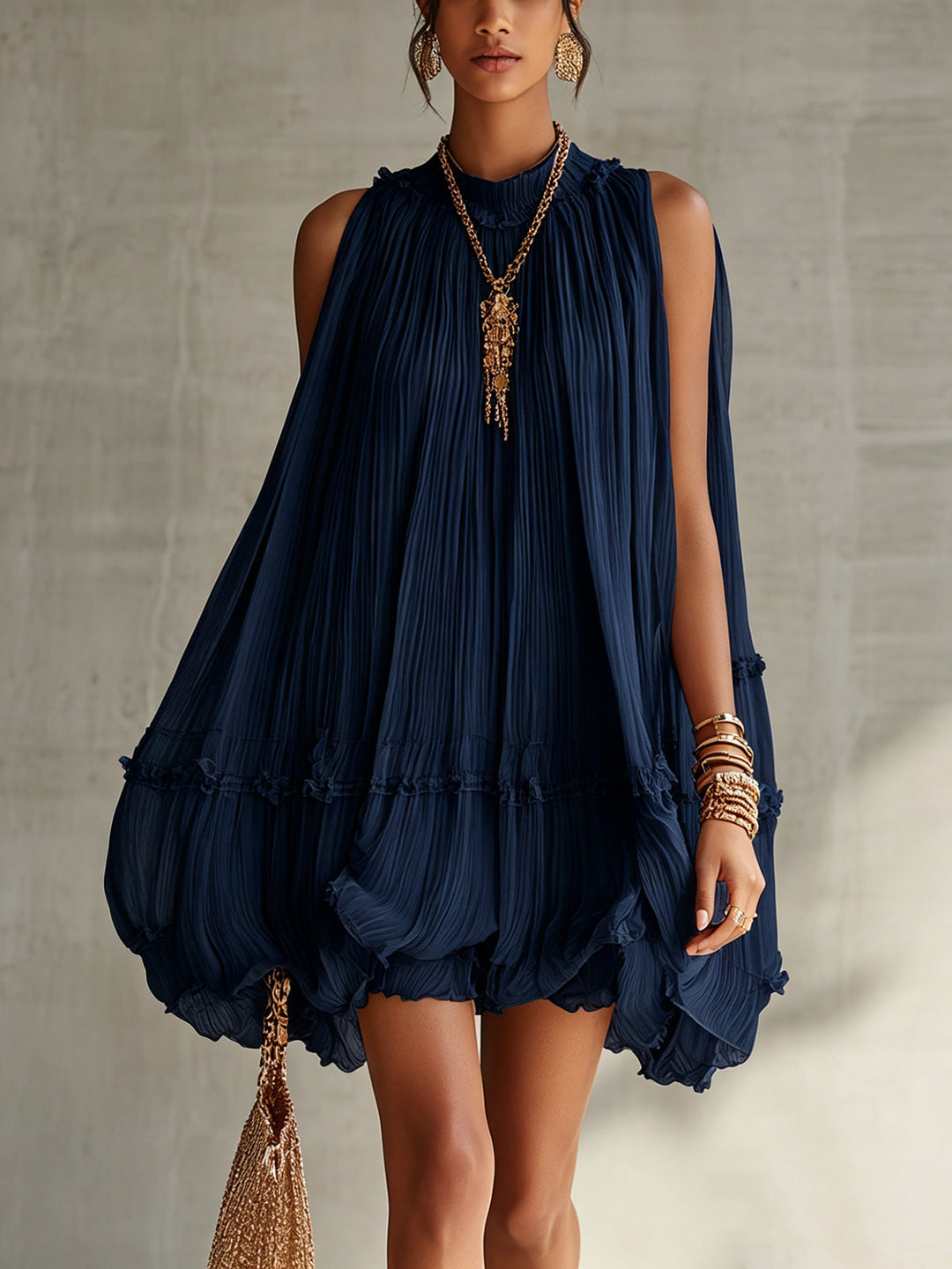 Eva™ | Chiffon Mini Dress with Balloon Skirt