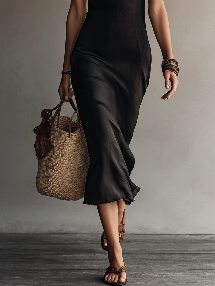 Olivia™ | Black Midi Dress with Lace