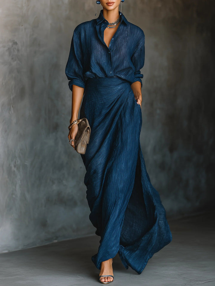 Katherine™ | Elegance in Motion Satin Blouse and Skirt Set
