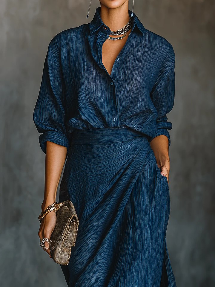 Katherine™ | Elegance in Motion Satin Blouse and Skirt Set
