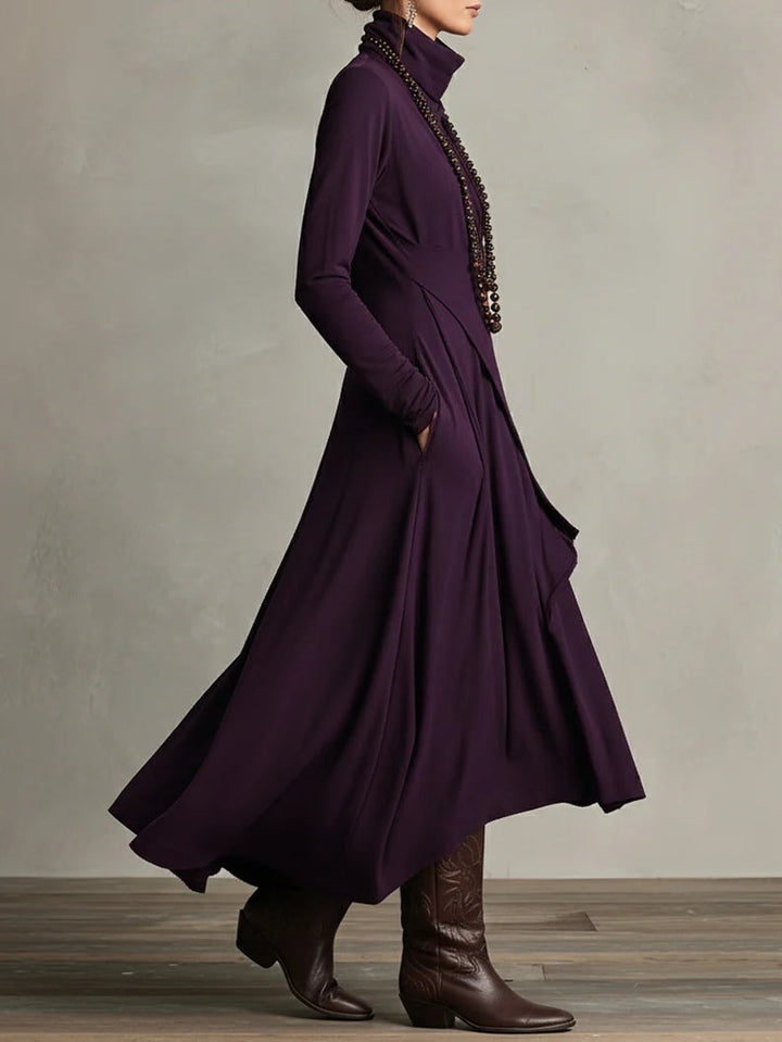 Jennifer™ | Asymmetric Long Dress with High Neck
