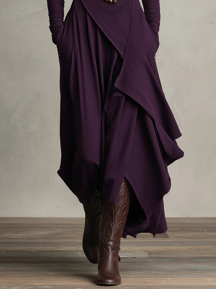 Jennifer™ | Asymmetric Long Dress with High Neck