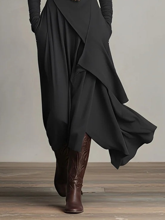 Jennifer™ | Asymmetric Long Dress with High Neck