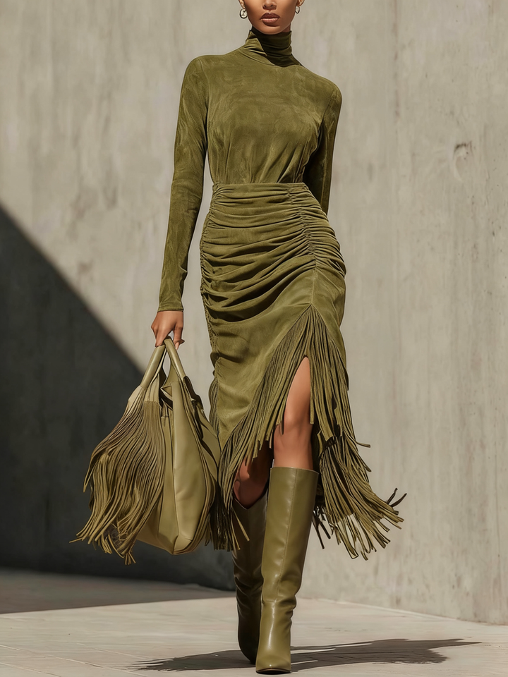 Tabitha™ | Midi Dress with Fringe Detailing