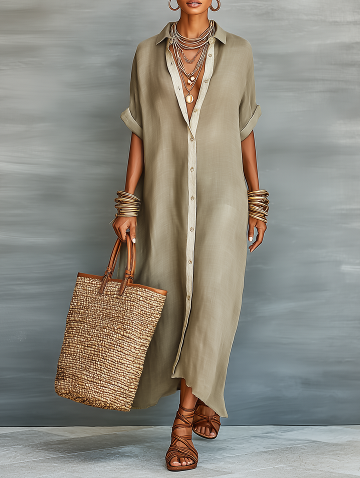 Eve™ | Elegant Flowing Long Shirt Dress