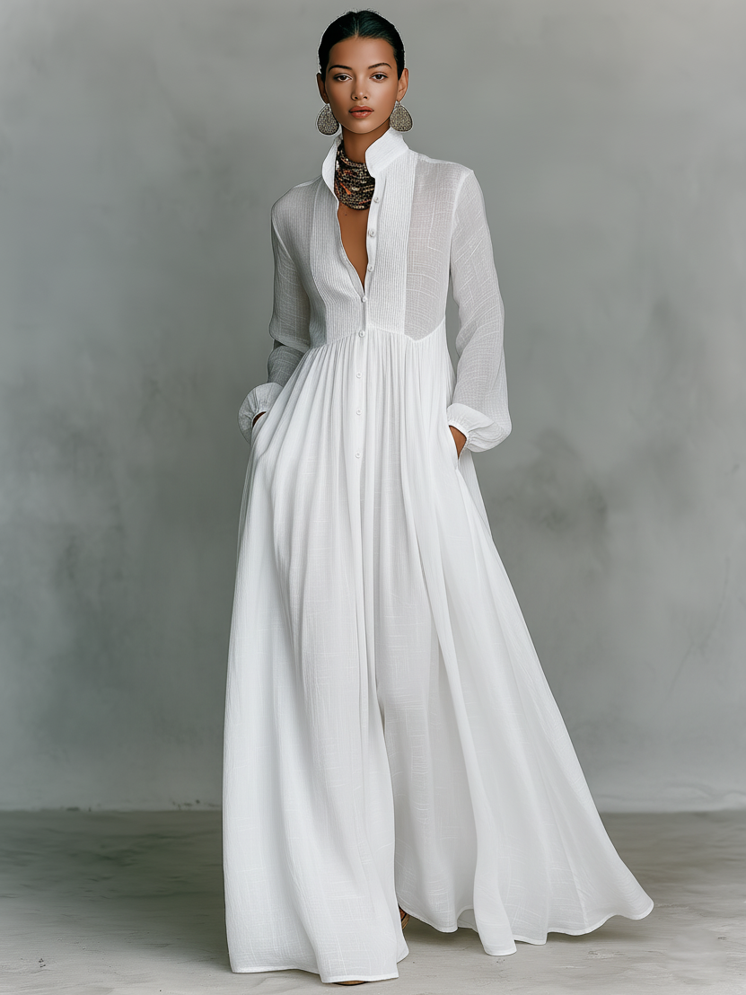 Candice™ | Flowing Linen-Blend Maxi Dress