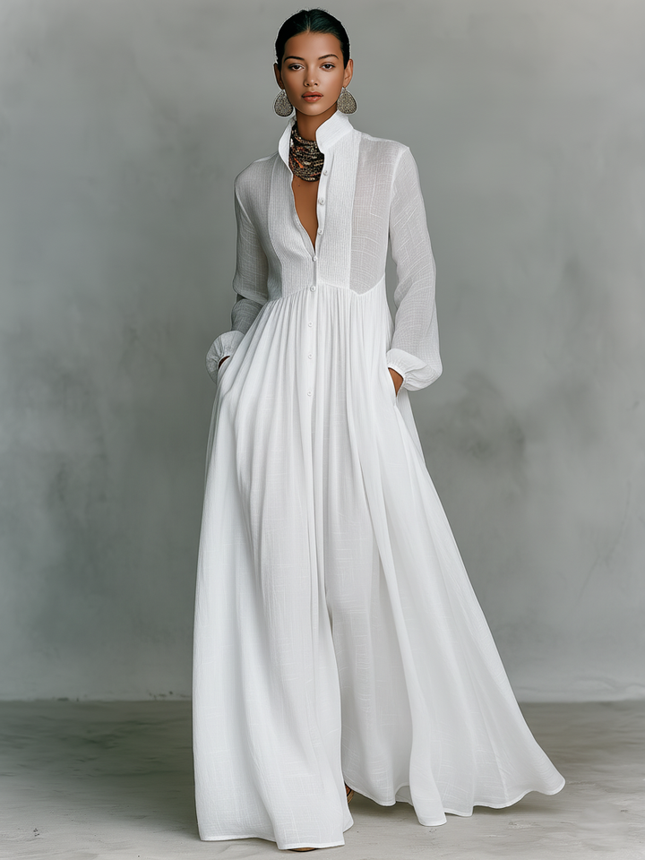 Candice™ | Flowing Linen-Blend Maxi Dress