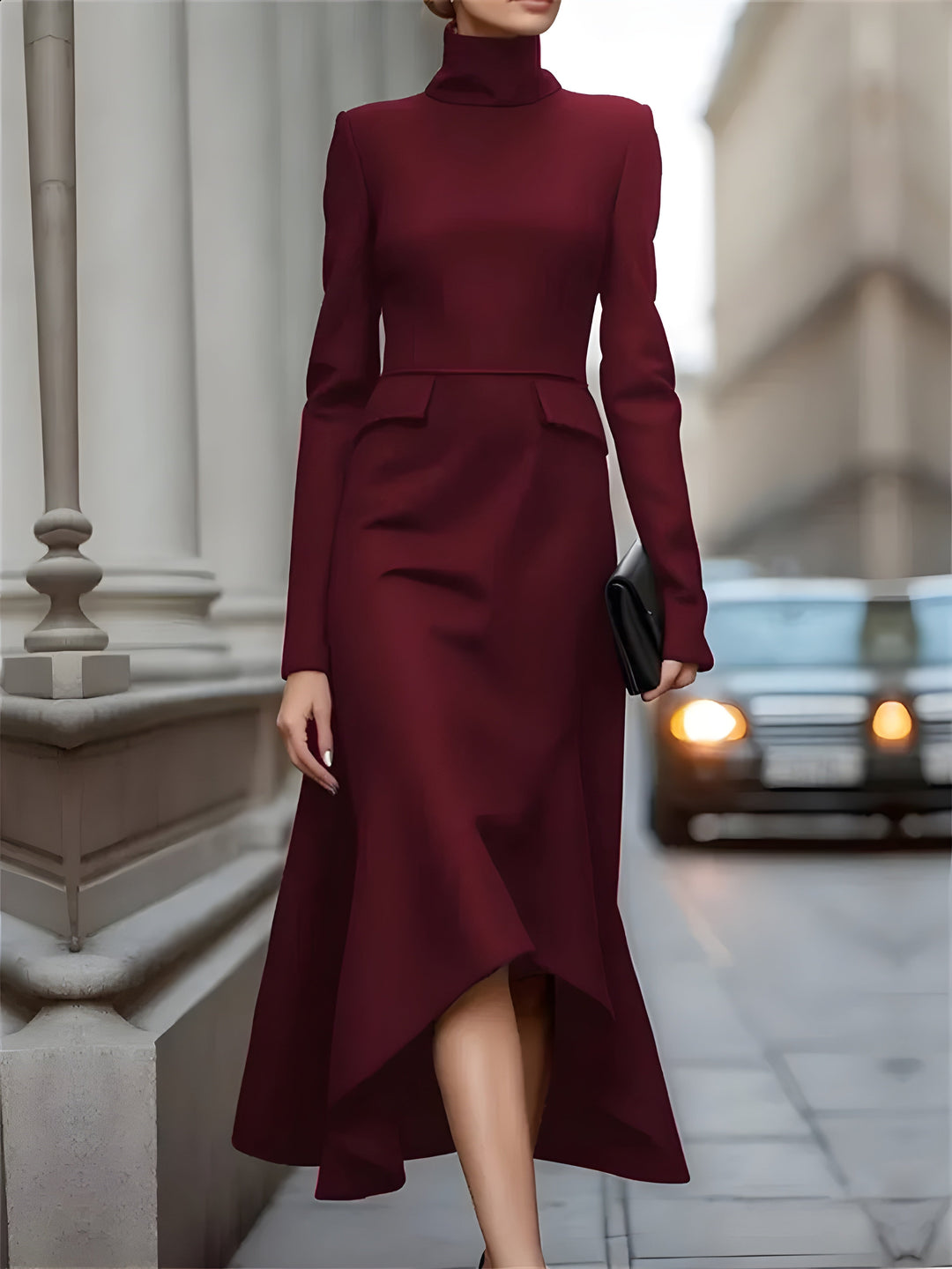Sienna™ | Elegant Long Dress with High Neck