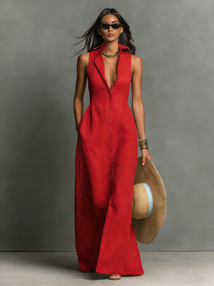 Beryl™ | Elegant Sleeveless Long Dress with Flowing Cut