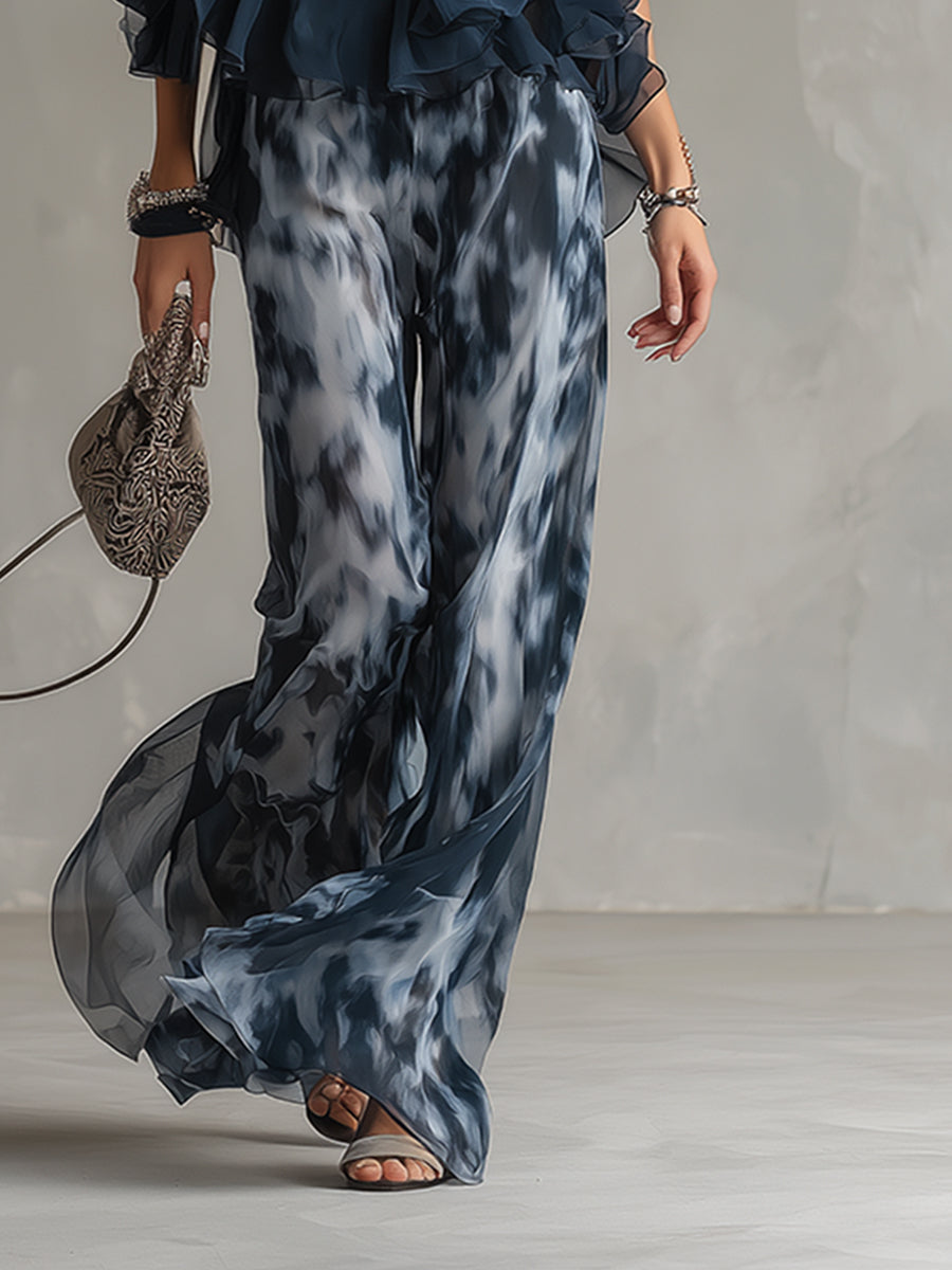 Flora™ | Elegant Airy Co-ord Set with Flowing Top and Wide-Leg Trousers