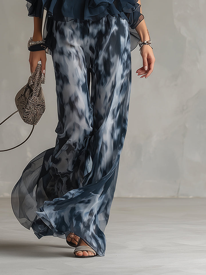 Flora™ | Elegant Airy Co-ord Set with Flowing Top and Wide-Leg Trousers
