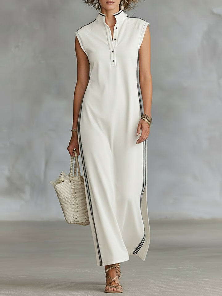 Gina™ | Elegant Maxi Dress with Flowing Cut and Modern Neckline