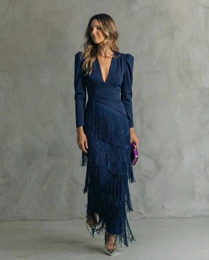 Zelda™ | Elegant Fringed Fitted Dress