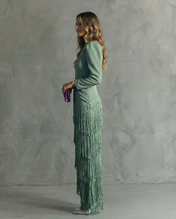 Zelda™ | Elegant Fringed Fitted Dress