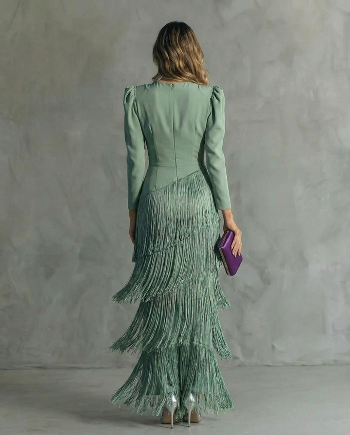 Zelda™ | Elegant Fringed Fitted Dress