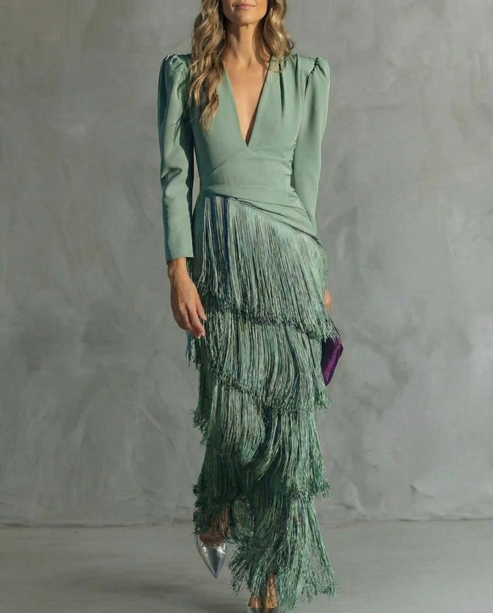 Zelda™ | Elegant Fringed Fitted Dress