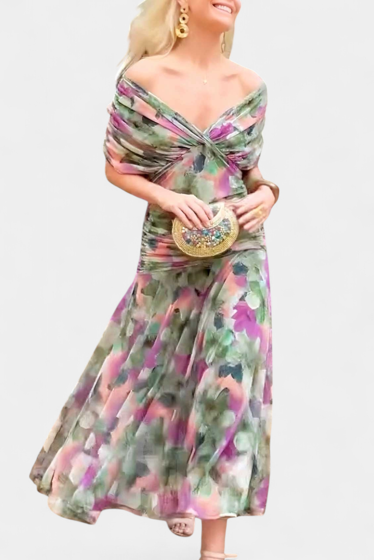 Veronica™ | Long Dress with Enchanted Floral Print and V-Neck