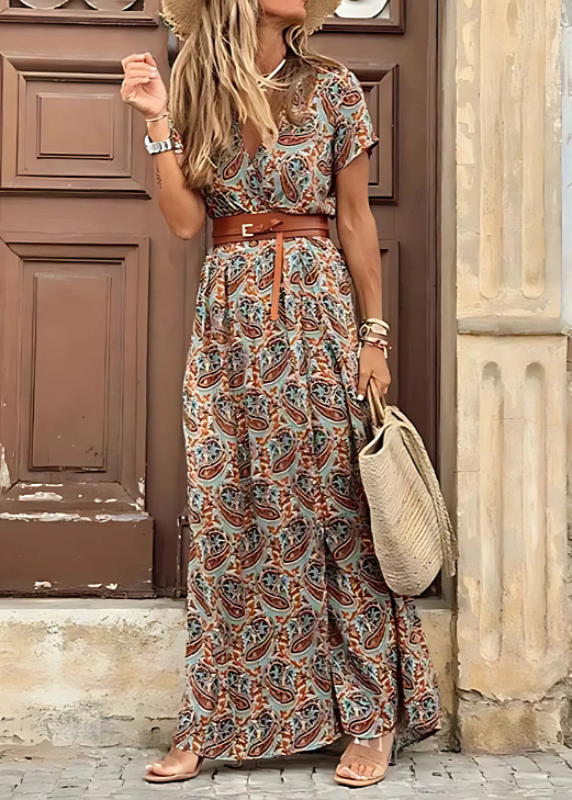 Georgia™ | Boho Maxi Dress with Gathered Waist