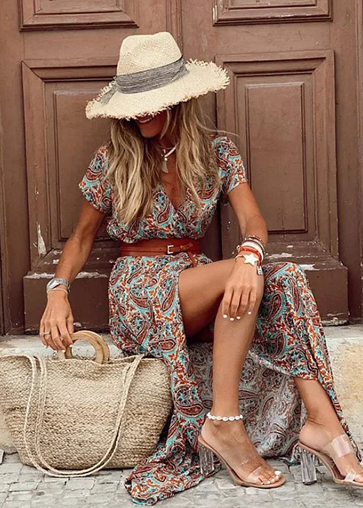 Georgia™ | Boho Maxi Dress with Gathered Waist