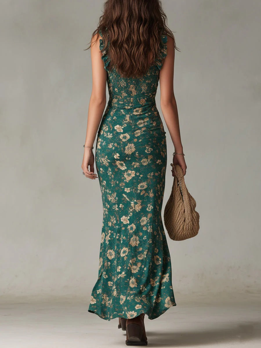 Greta™ | Elegant Flowing Printed Dress with Slit