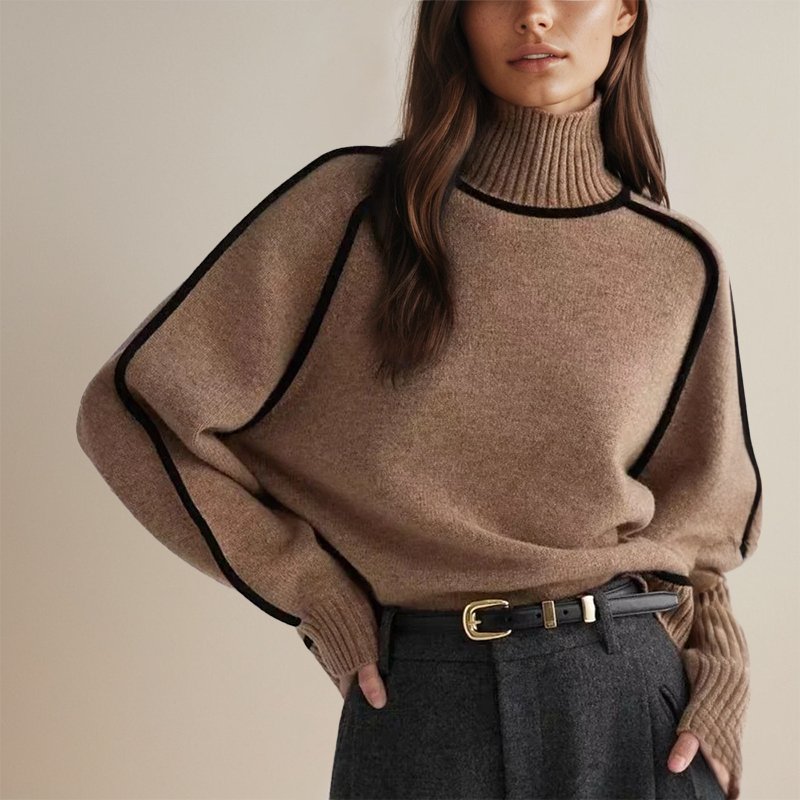 Eloise™ | Elegant Roll-Neck Jumper with Contrast Details