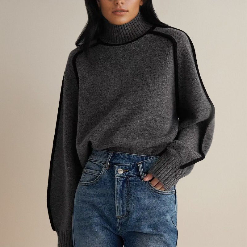Eloise™ | Elegant Roll-Neck Jumper with Contrast Details
