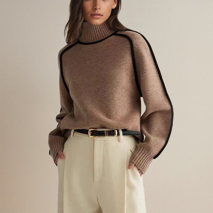 Eloise™ | Elegant Roll-Neck Jumper with Contrast Details