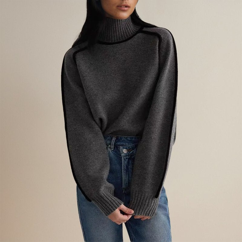 Eloise™ | Elegant Roll-Neck Jumper with Contrast Details