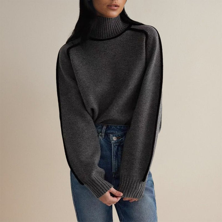 Eloise™ | Elegant Roll-Neck Jumper with Contrast Details