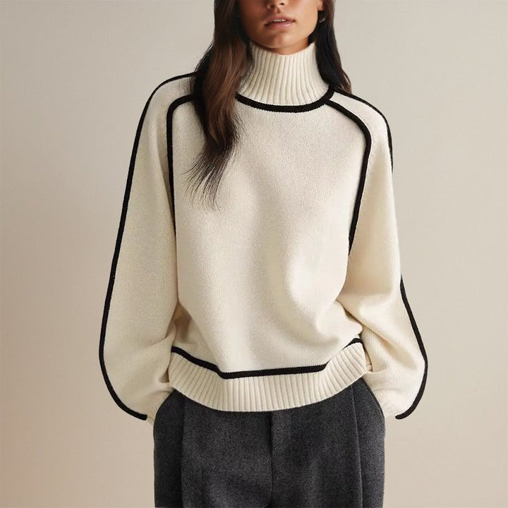 Eloise™ | Elegant Roll-Neck Jumper with Contrast Details