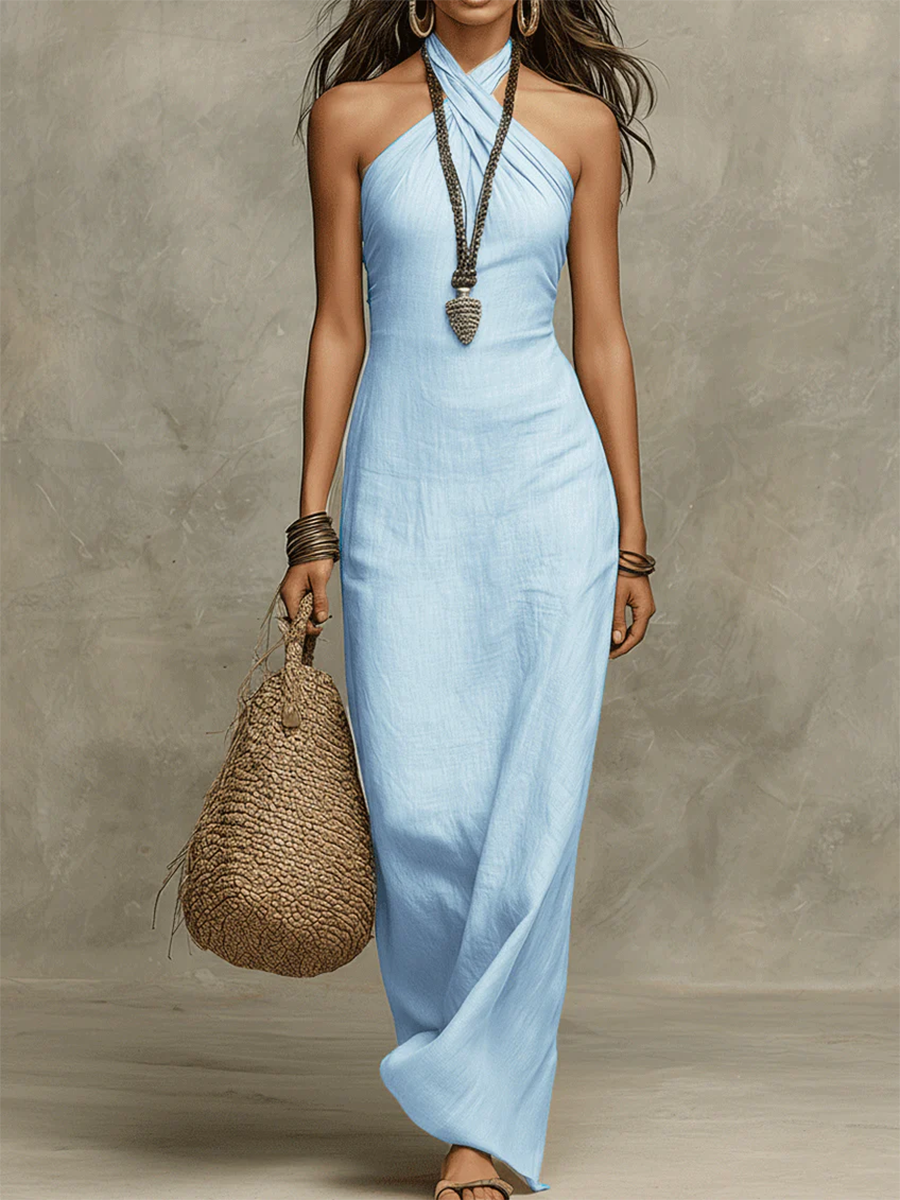 Fern™ | Elegant Maxi Dress with Flowing Cut and Halter Neck
