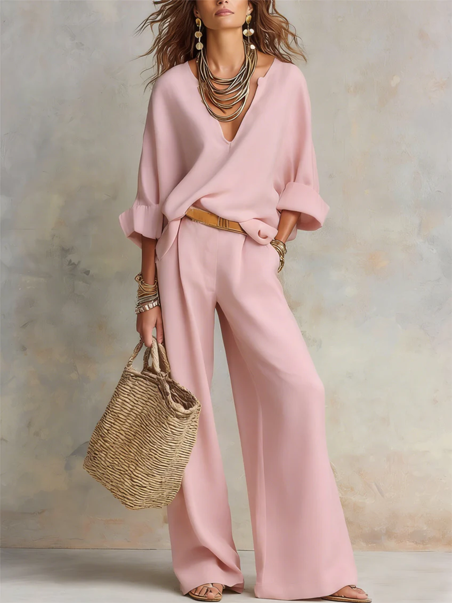 Margot™ | Cotton and Linen Co-ord Set with Wide-Leg Trousers