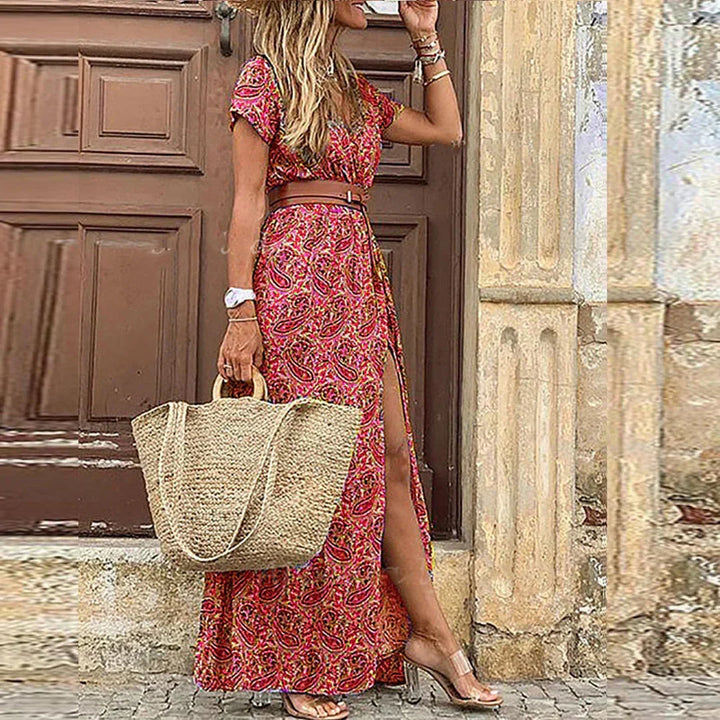 Georgia™ | Boho Maxi Dress with Gathered Waist