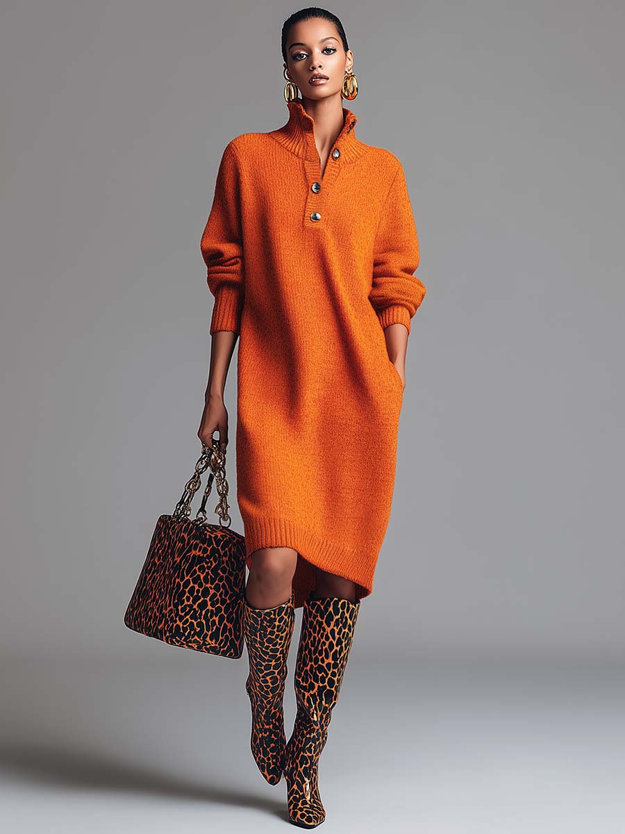 Susanna™ | Abito Maglione con Colletto Abbottonato