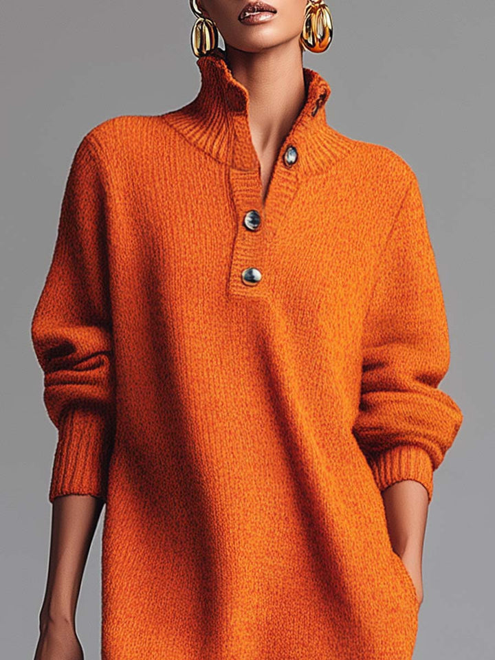 Samantha™ | Knitted Jumper Dress with Button Collar